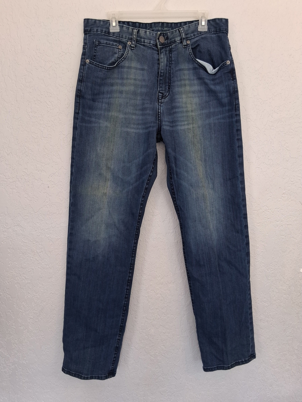 ​Calvin Klein Jeans Mens 34x32 Relaxed Straight Medium Wash Denim Blue Pants